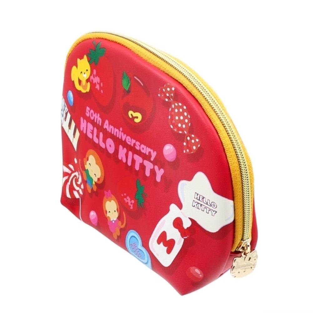 Hello Kitty Apple Pie 50th Anniversary Rounded Zipper Pouch Red